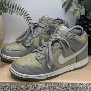 Nike Dunk Mid Dark Stucco Mens Size 8 Basketball Shoes Leather Green Gray